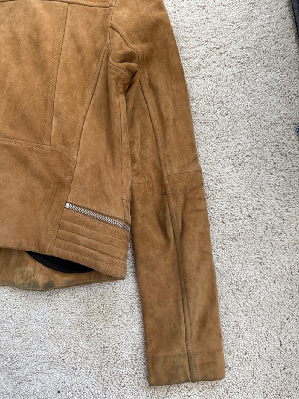 Maje Tan Suede Moto Jacket - Picture 4 of 7